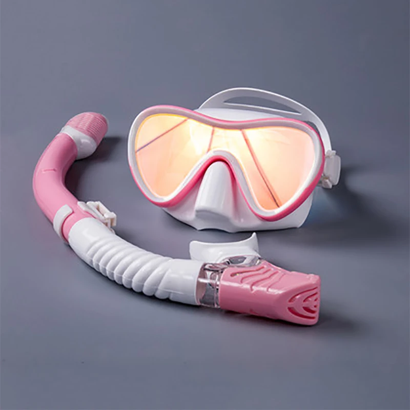 Pink and White Профессиональные маски для подводного плавания, силиконовые маски для подводного плавания, анти-туман, маска для дайвинга, трубка, полностью сухая трубка, оборудование для подводного плавания - Цвет: Pink and White