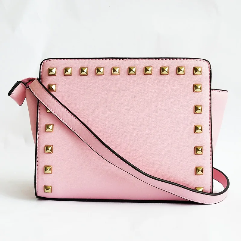 

Punk fashion rivets decorated women cross body shoulder bags trapeze luxury handbags women bags with logo female bag with rivet