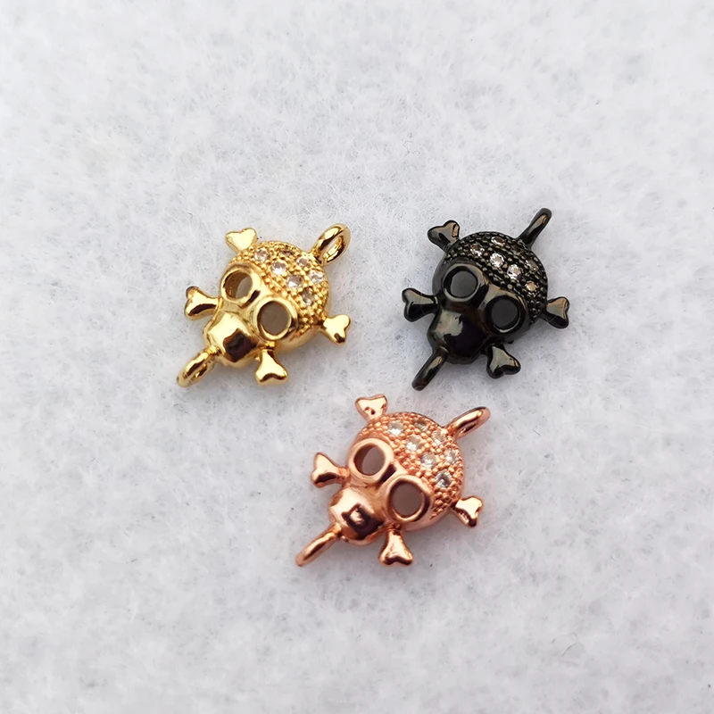 2 шт кубический циркон микро Pave череп соединитель для бисера DIY крутой Панк Скелет