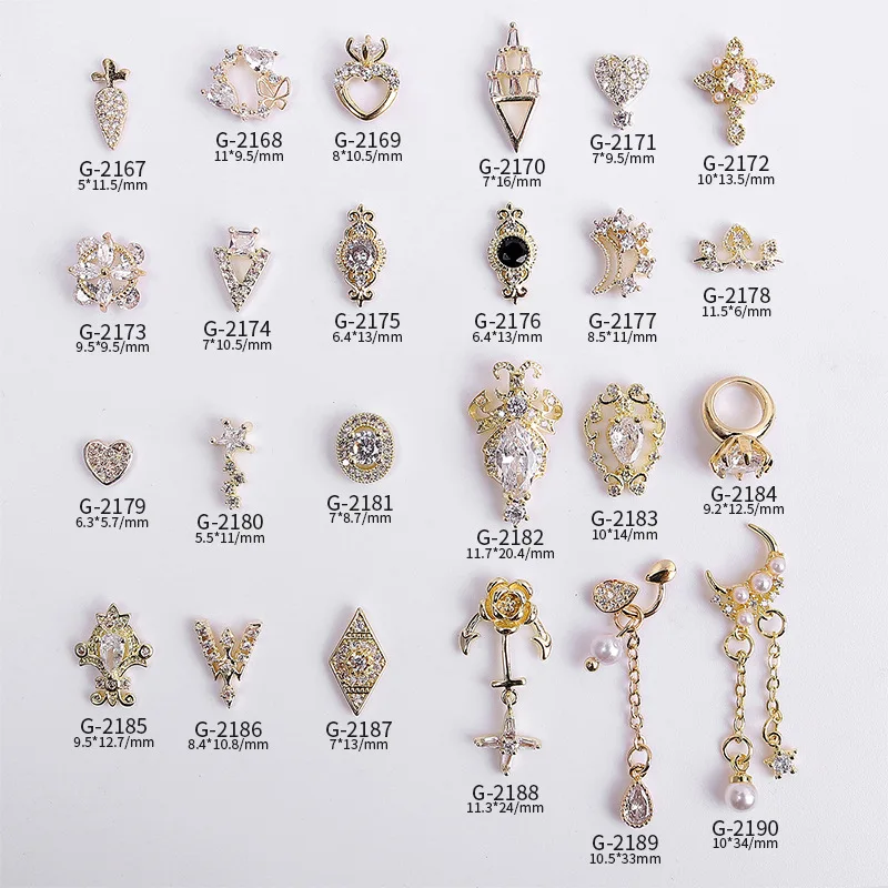 

Nail Art Jewelry Wholesale Butterfly Love Moon Ring Chain Real Gold Zircon Micro Inlaid Nail Diamond Decoration G2167