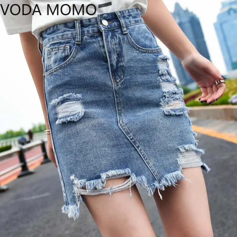 

Джинсовая женская юбка с завышенной талией, модные женские юбки 2020, Женская рваная мини-юбка с дырками, юбка-карандаш макси