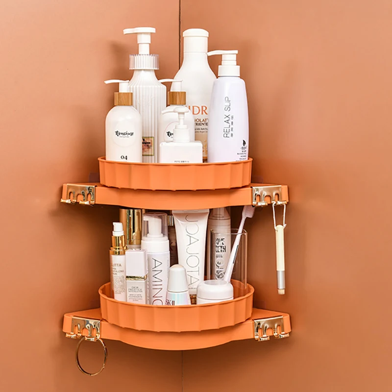 

Bathroom Organizer Shelf Wall Mounted Triangular Corner Storage Rack Cosmetic Toiletries Storage Tray Bathroom Accessories