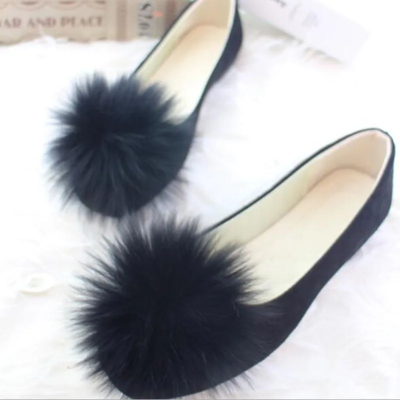 

COVOYYAR 2023 Women Ballet Flats Soft Faux Fur Shoes Women Spring Loafers Round Toe Casual Shoes Slip on Plus Size 35-43 WFS4041