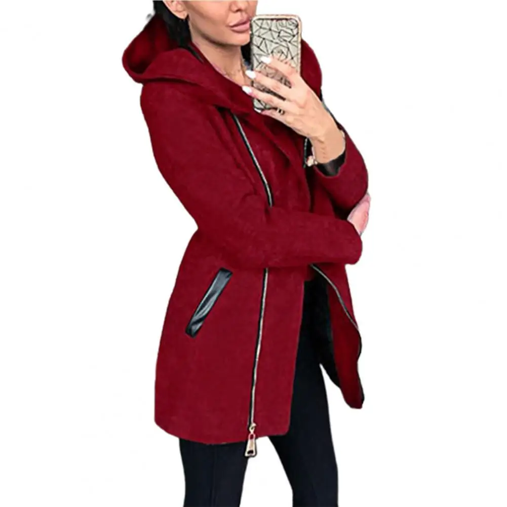 Женские толстовки с боковой молнией однотонная осенне-зимняя длинная