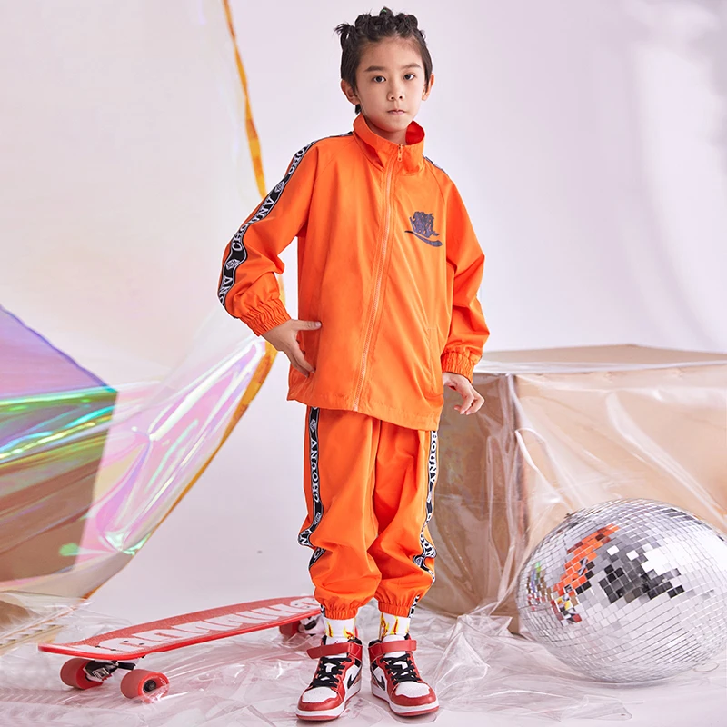 Детский костюм для джазового танца и барабана одежда для уличных танцев спортивный комплект в стиле хип-хоп с длинными рукавами для мальчиков и девочек, топы и штаны, SD2097
