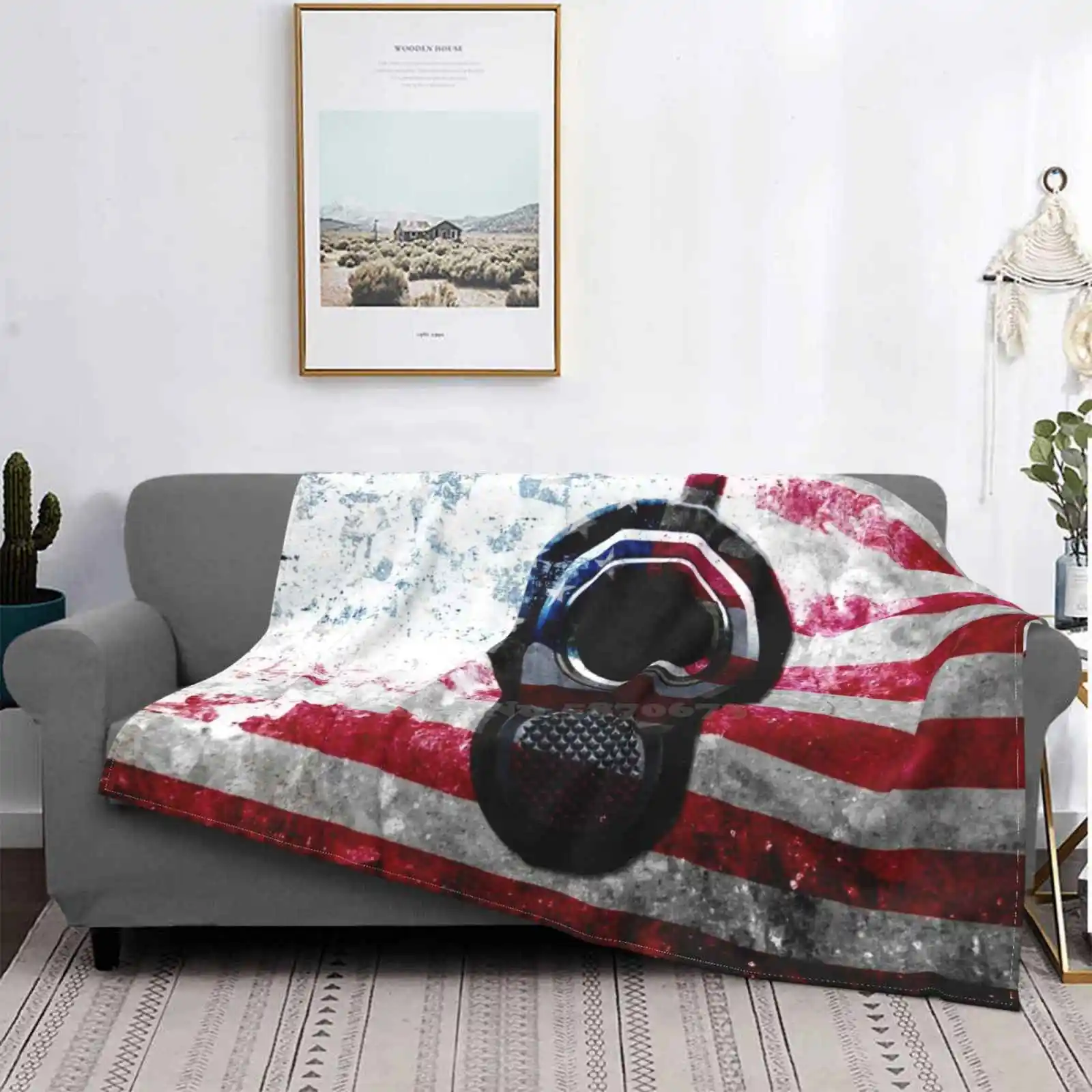 

M1 Colt 45 Muzzle And American Flag On Distressed Metal Sheet Air Conditioning Blanket Fashion Soft Blanket M1 Pistol Colt 45