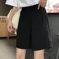 five point pants womens summer new style korean loose and thin high waist 5 point a line wide leg casual straight leg pants