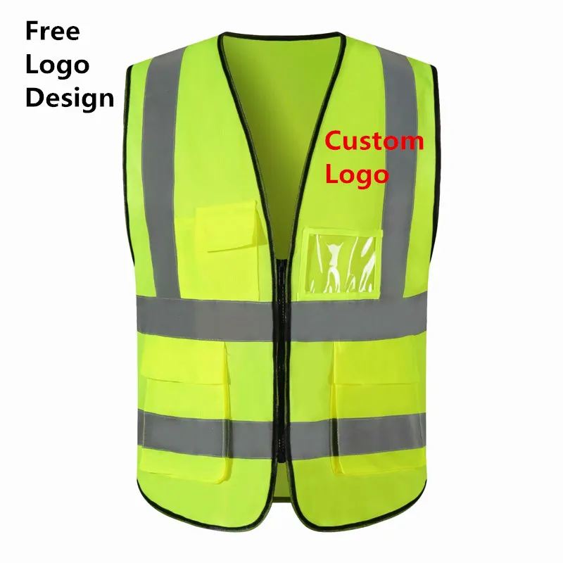 

Factory Price! 1 PCS Free Custom LOGO Reflective Safety Vest High Visibility Construction Work Volunteer Uniforms Logo Printing