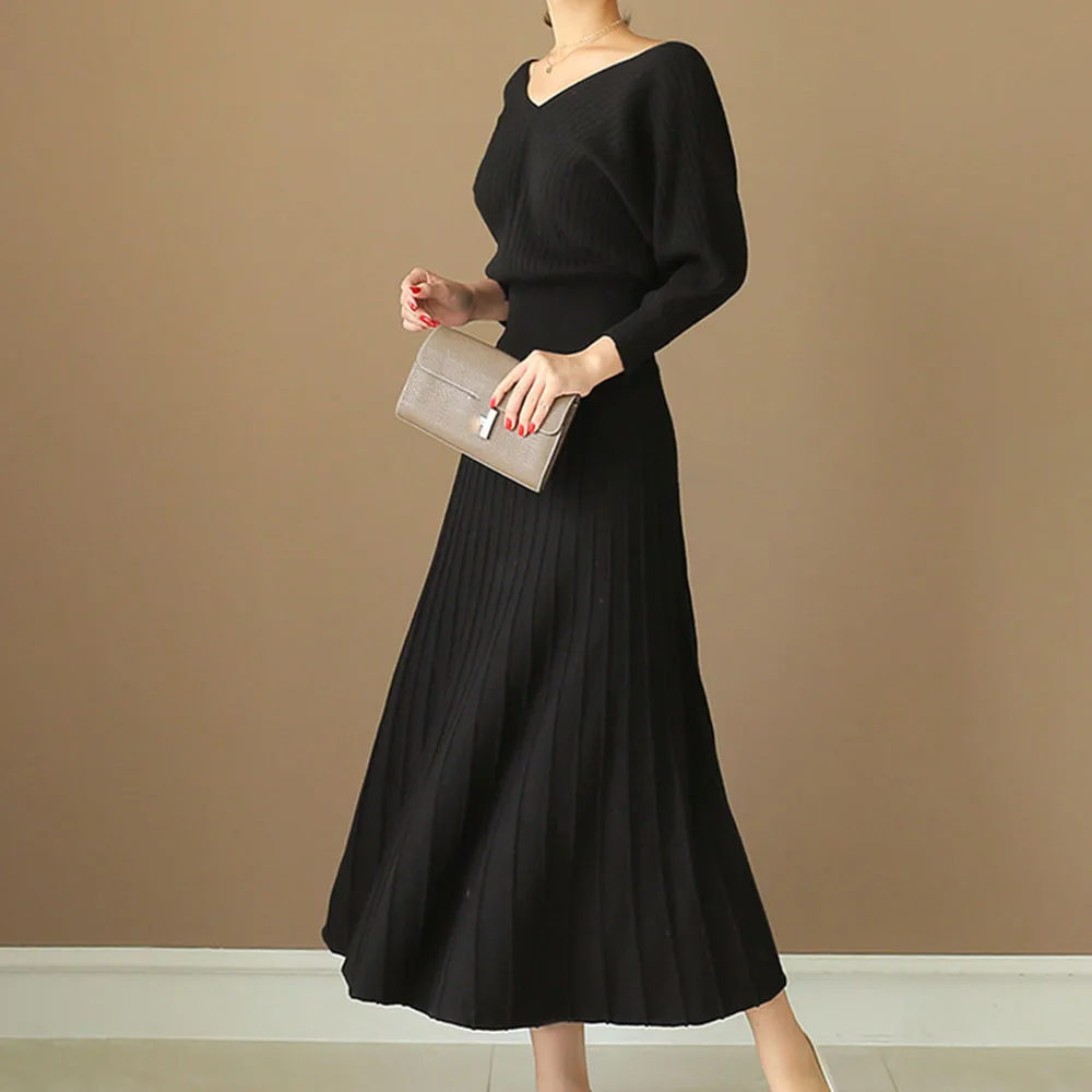 Минималистичное элегантное Плиссированное трикотажное платье для женщин