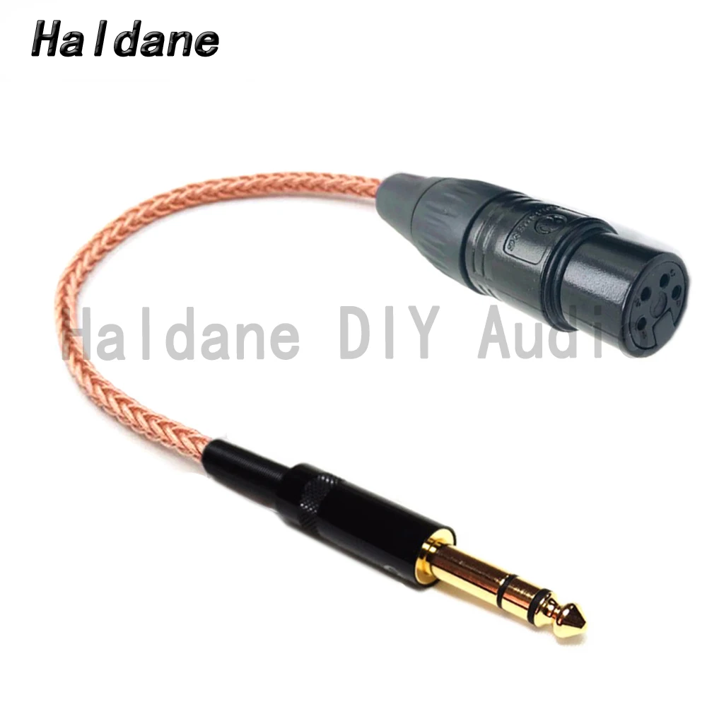 Haldane 6.35mm TRS 3pole Male to 4pin XLR Balanced Female OCC Single Crystal Copper Audio Adapter Cable 6.5 to XLR Connector