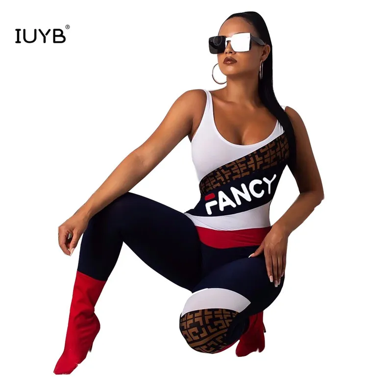 IUYB GALS1038 Летняя женская Горячая Распродажа Мода жилет с круглым вырезом без рукавов Тип Печатный сексуальный обтягивающий красный комбинезон длинные брюки