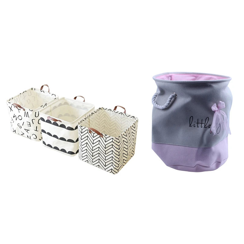 

4PCS 35 x 40cm Pink Laundry Basket with 33 x 33 x 33cm Waterproof Foldable Storage Basket
