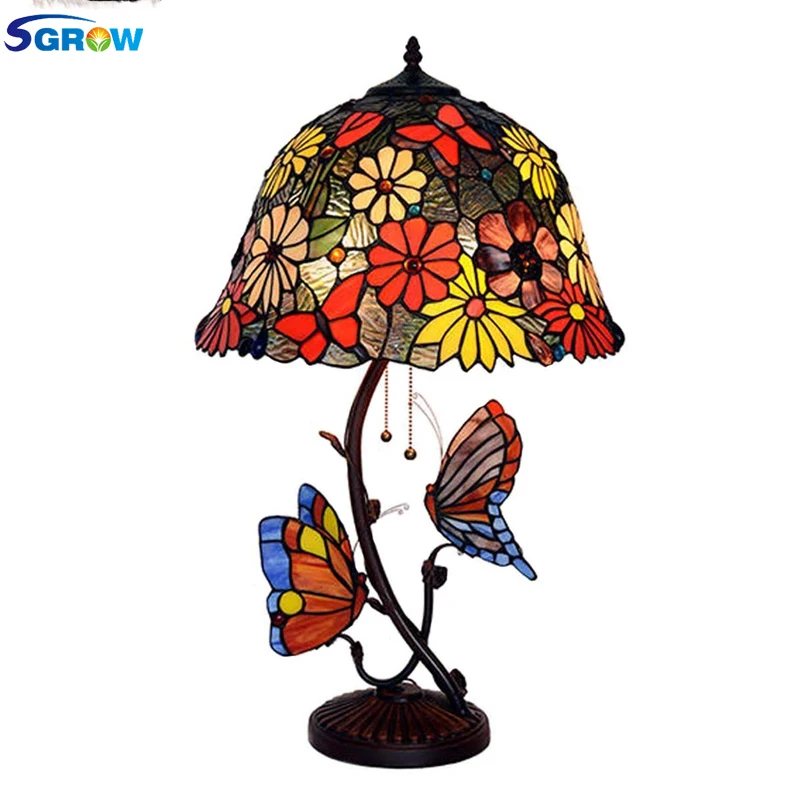 SGROW настольная лампа бабочки тиффани ретро освещение для гостиной спальни