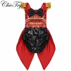 Карнавальный костюм для девочек, боди с бантом и блестками, вечерние костюмы на Хэллоуин