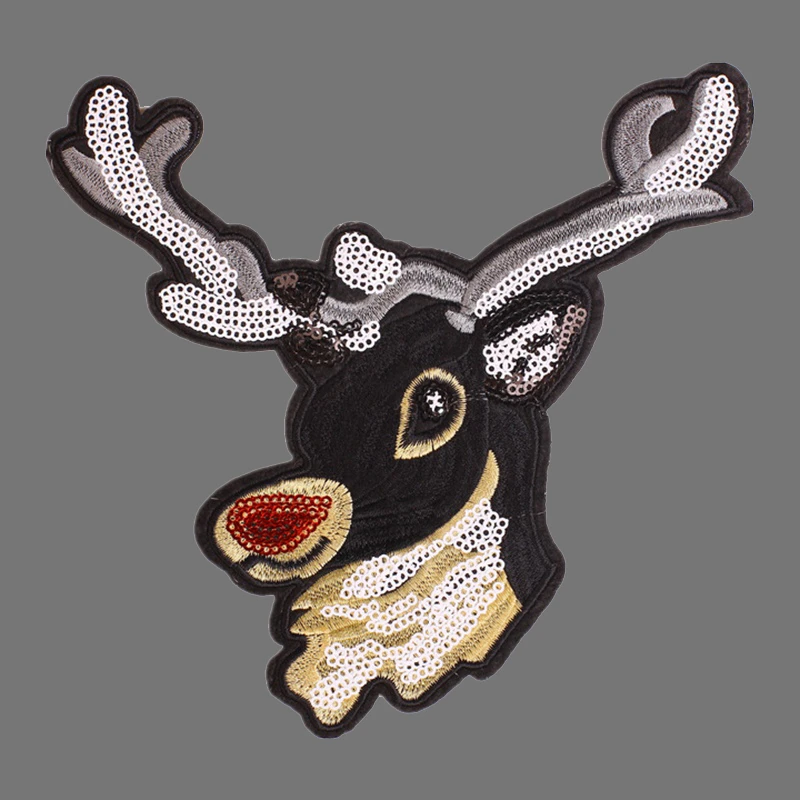 Рождественский олень сделай сам украшение одежды блестки вышитые милые животные