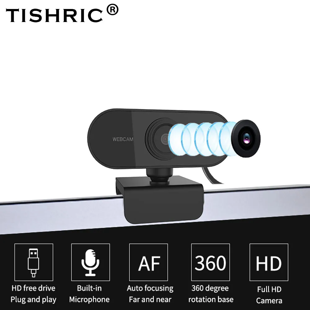 Веб-камера TISHRIC HD 1080P мини-камера с USB веб-камера микрофоном для ПК прямых