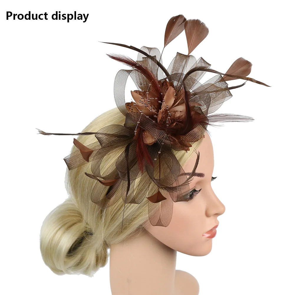 

1Pc Fashion Bride Mesh Headdress Customised Feather Hair Fascinator On Headband Wedding Royal Ascot Races Bespoke For Ladies