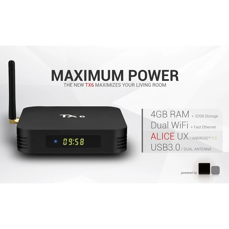 

TX6 TV BOX Allwinner H6 Android 9.0 TV BOX 4+64G Dual-Band WiFi Network Player 1080P HD Set-Top Box(EU Plug)