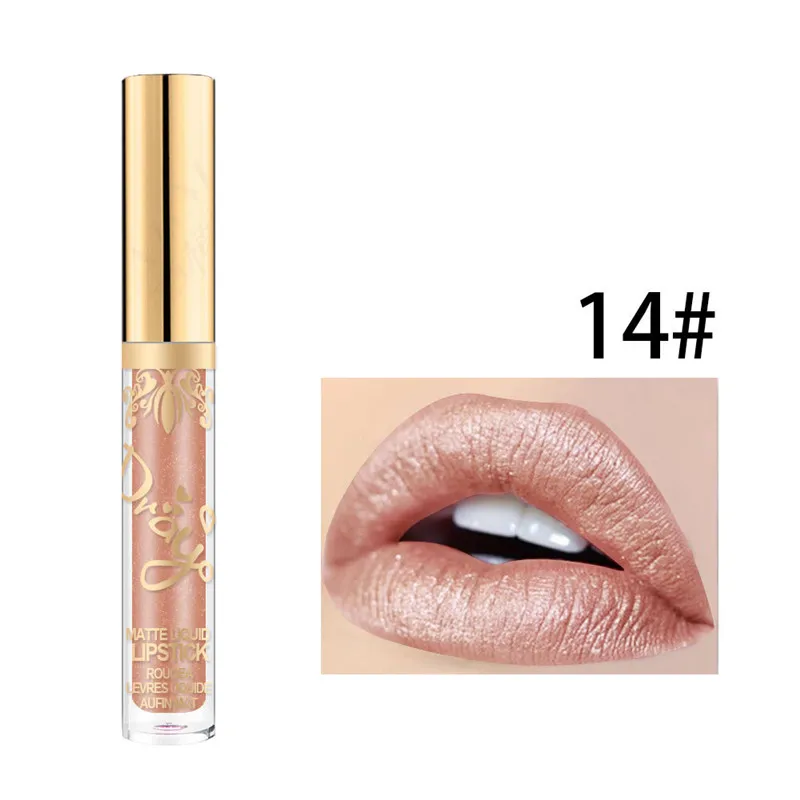 Matte Lipstick Lip Gloss Metal Light Sense Gold Bronze Coffee Red Non-stick Cup Frosted Lips Pump Moisturizing |