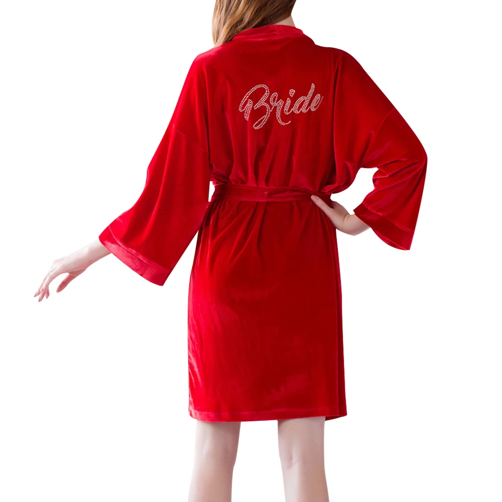 Женский однотонный стильный халат зимний бордовый женский для свадебной ночной