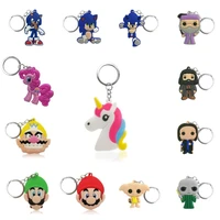 100pcs cartoon figure key chain pvc anime key ring key holder kid toy pendant keychain xmas gift