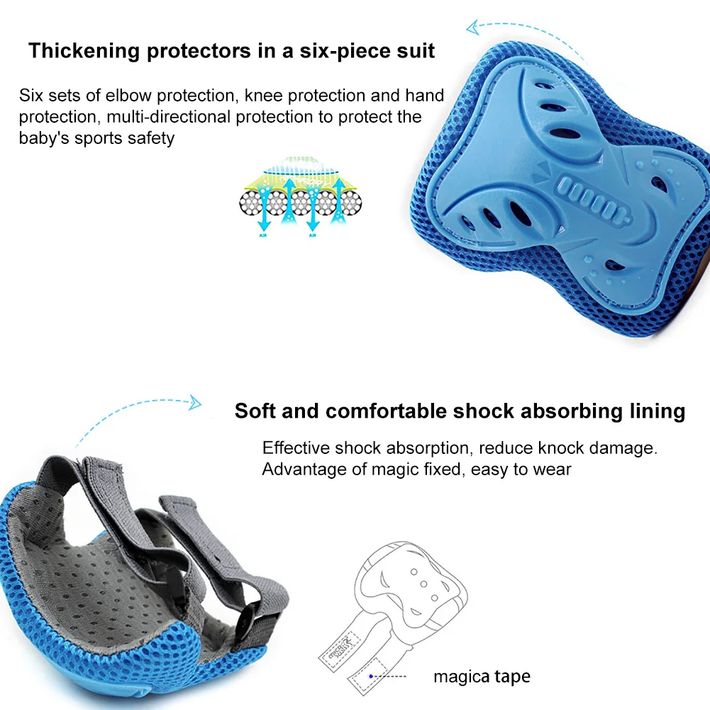 6 шт. детский наколенник для катания на роликах|Лыжные нагрудники| |
