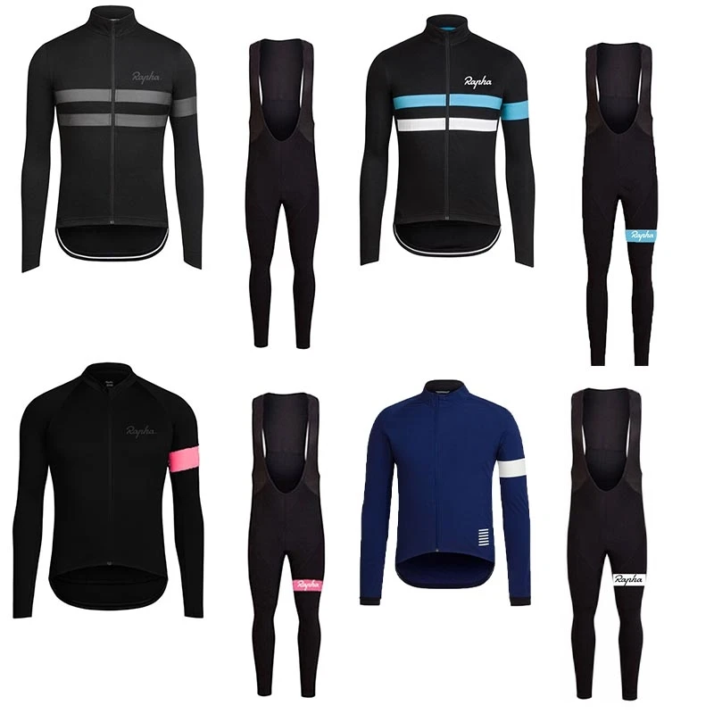 

Rapha Men's Cycling Jersey Long Sleeve Set MTB Bike Clothing Maillot Ropa Ciclismo Hombre Bicycle Wear 20D GEL Bib Pants