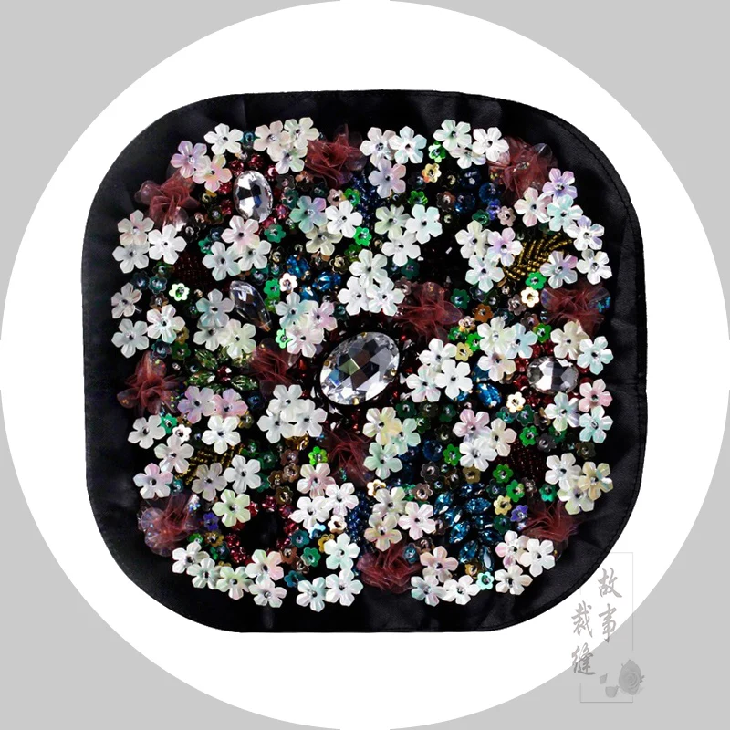 

19x18.3cm beaded embroidery patch flower cartoon patches for hats bag badges applique patches for clothing CA-2928