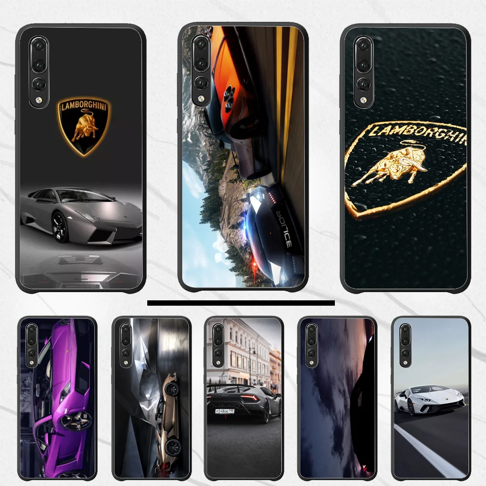Роскошный чехол для Huawei P30 Super Run Lamborghini черный мягкий телефона pro lite P9 P8 2017 2016