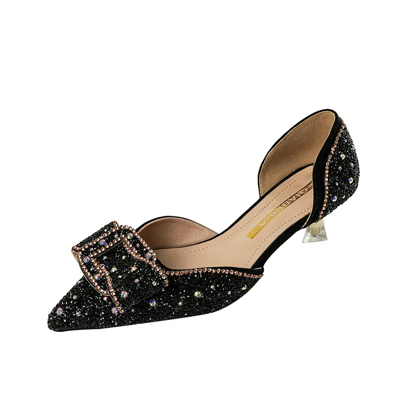 

2021 Spring New Pointed Rhinestone Sexy Stiletto High Heel Sandals Female Wild Banquet Dress Bride Bridesmaid Wedding Shoes