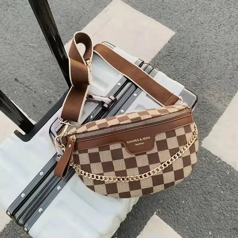 

High sense bag female niche new fashion broadband messenger bag explosive chest bag waist bag