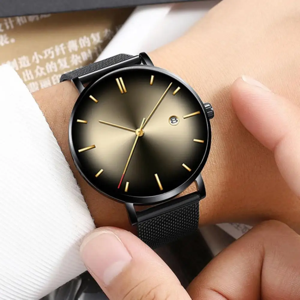 

Men Watch Men Fashion Men Analog Display Round Dial Mesh Strap Quartz Watches Clock reloj hombre zegarek meski