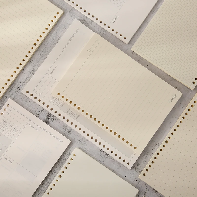 

A5 / B5 60 Sheets Loose-Leaf Notebook Inner Core 20/26 Holes Replaceable Paper Core Blank/Check/Dot/Line/Cornell