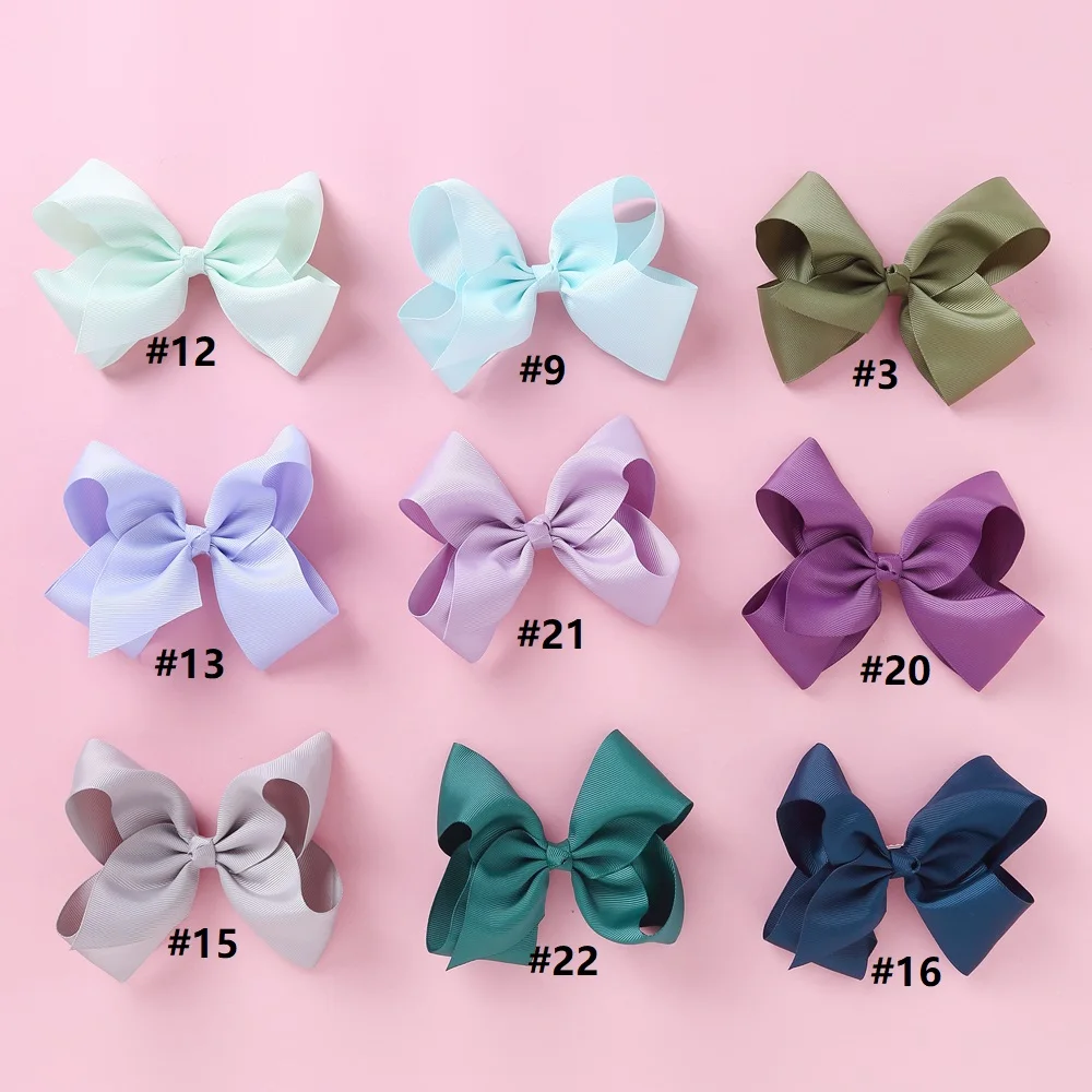 

60Pcs/Lot Big Grosgrain Ribbon Solid Hair Bows Hair Clips For Girls Kids Hair Clips Headwear Children Boutique Hair Accessories