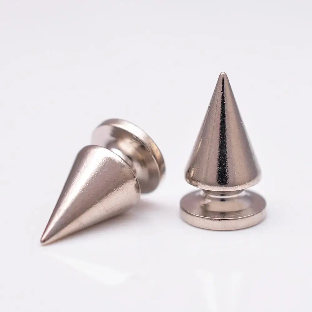 10 шт. 10*17 мм медные прочные тяжелые шпильки и шипы для одежды панк-рок серебряные