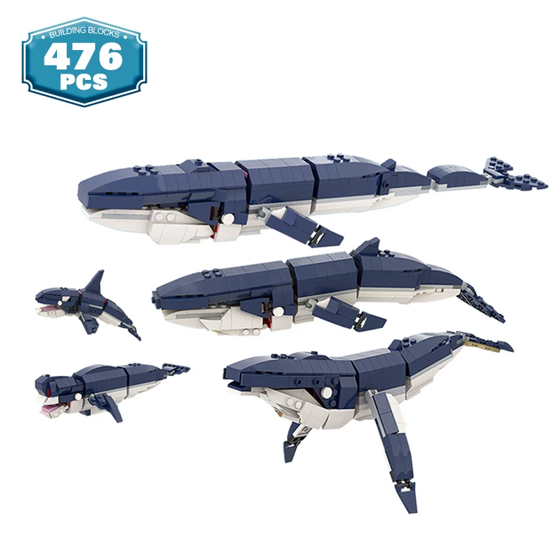 

Игрушки Moc, Акула, экшн-фигурка, Кит, животное, 7 форм, морская жизнь, строительные блоки, модель для друзей, модульные детские игрушки