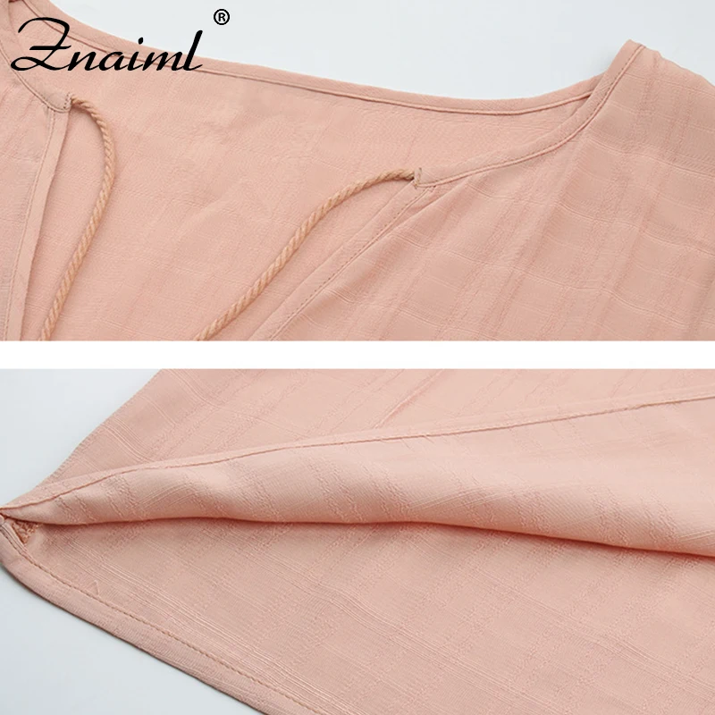 

Znaiml Women Summer Boho Mini Dress Fashion Solid Cotton Short Sleeve V-Neck Ruffle Female Casual Pink Dress Retro Vestido Mujer
