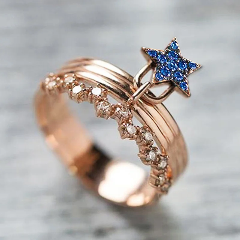 Huitan новый корейский Стиль Star женское кольцо с блестящими камнями стильные