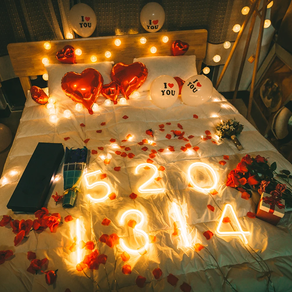 

LED Neon Night Light USB Battery Powered Letter Art Sign Birthday Gift Wedding Floor Standing Room Decorative Lamp