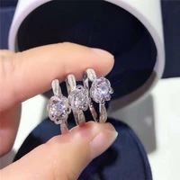 real 14k white gold color ring for women origin natural moissanite gemstone bizuteria tension setting crown shape jewelry