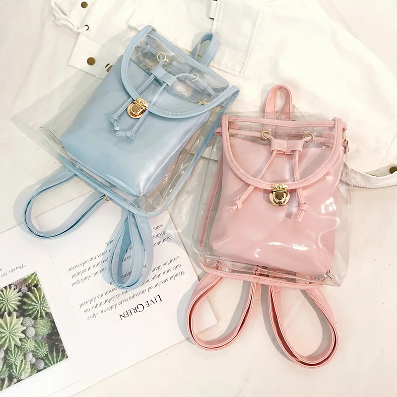 Летний Прозрачный женский рюкзак желеобразный школьный повседневные школьные