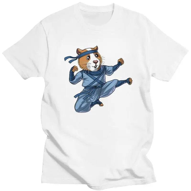 

Cartoon T-shirts Funny Guinea Pig Ninja T Shirt for Men Lycra Tshirt Awesome Tee Short Sleeve Fitted Clothing Gift Four Seasons