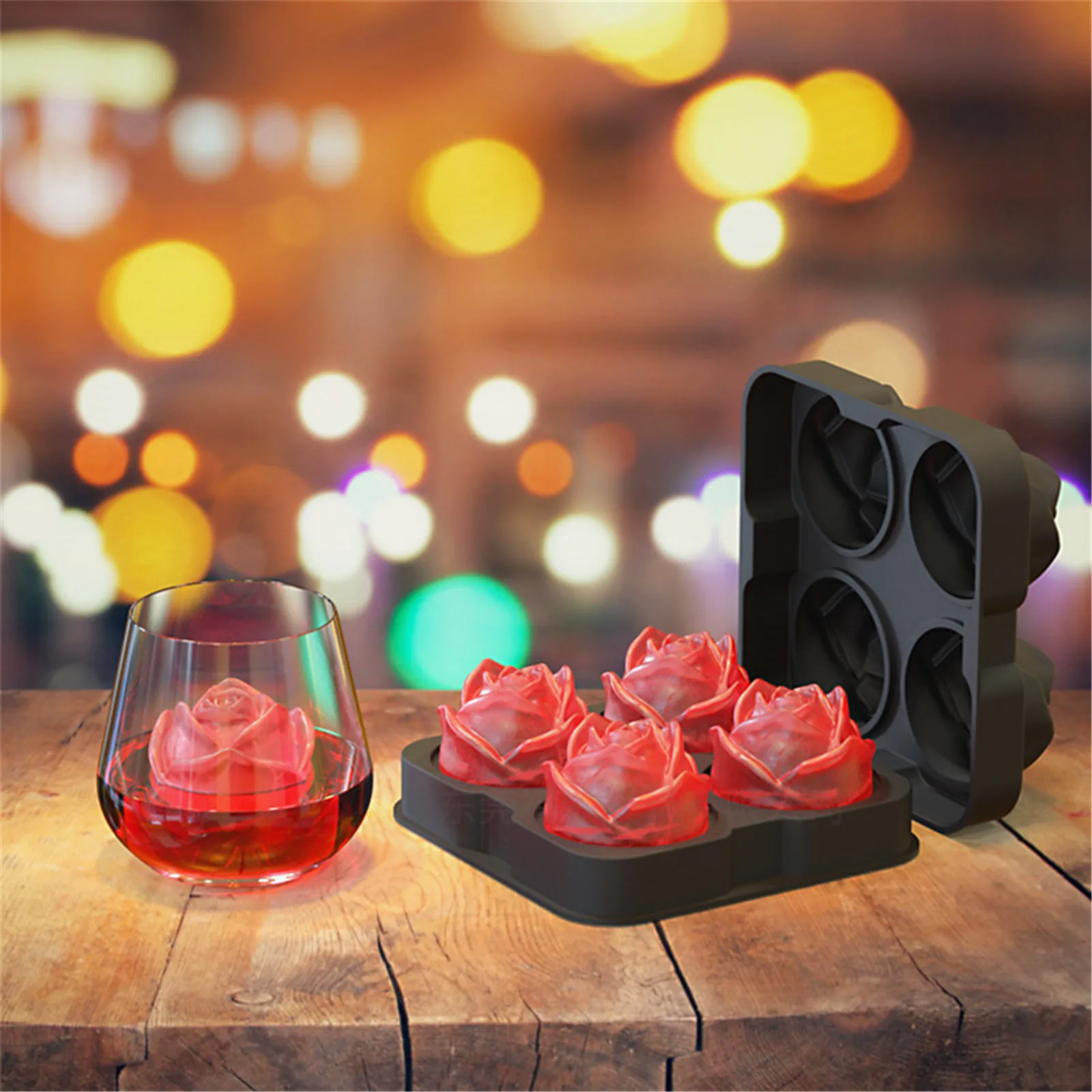 

Ice Cube Maker Rose Flower Ice Cocktail Mix Ice Creative Rose Flower 4 With Silicone Ice Tray Ice Cube Tray moldes de silicona