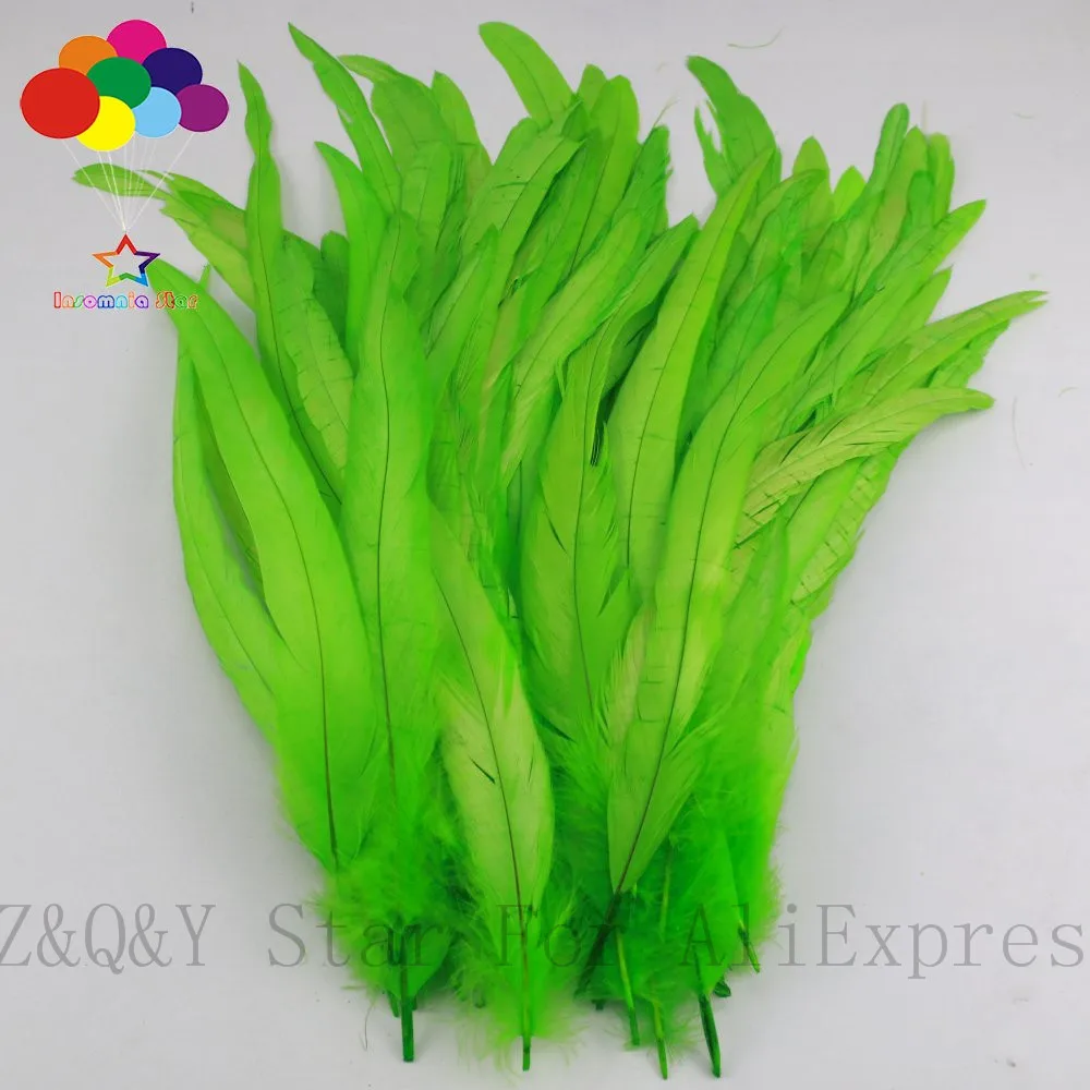 Натуральный 25-30 см (10-12 дюймов) хвост петуха обесцвеченные фрукты зеленый 20-200PCSDIY ремесло ювелирное шоу костюм украшение перо