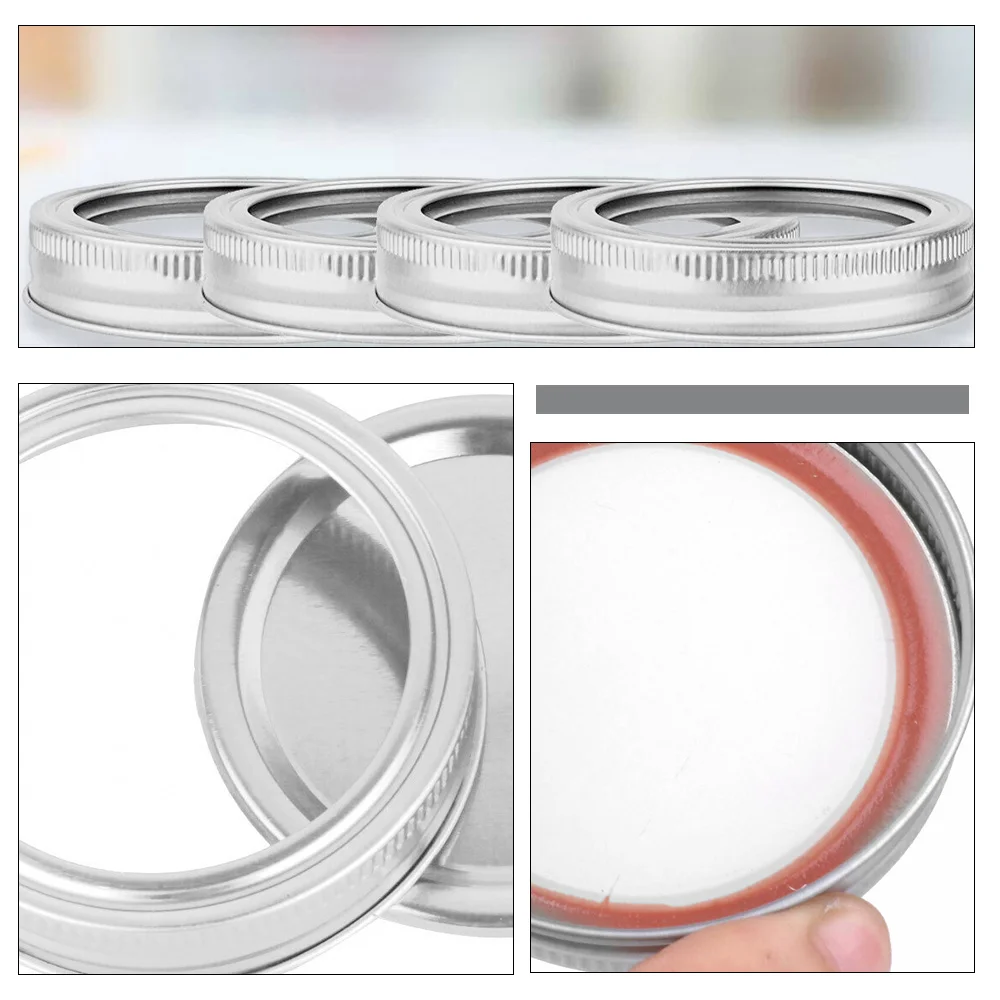 

8 Pcs/Set Regular Mouth Jar Lids Bands Whorl Leak Proof Canning Jar Caps With Wide Mouth Canning Covers Sealing Ring
