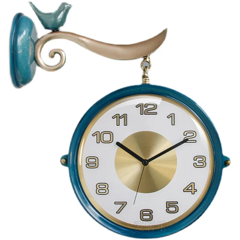 

Living Room Double-Sided Wall Clock Polymer ABS Resin Silent Digital Wall Clock Outdoor Garden Orologio Da Parete Home Decor