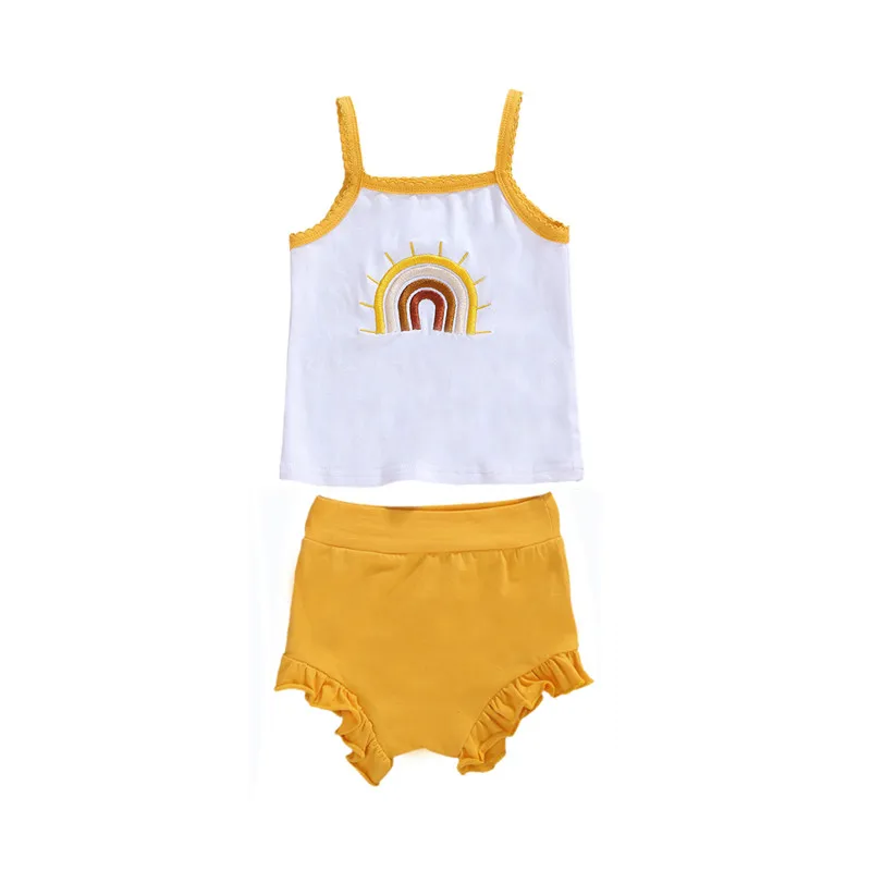 2020 брендовая одежда для маленьких девочек 0 24 мес. с радужной вышивкой милый