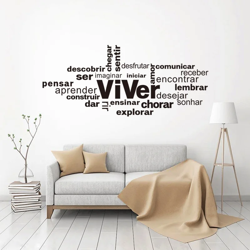 

Stickers Viver Vinyl wall Decals Wall Art Wallpaper Portuguese Wall Decor Living Room Home Decor Decoration Poster 40 cm x 93 cm