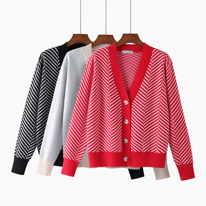 

Single Breasted V Neck Women Button Black Christmas Tree Cardigan Sweater Knitted Loose Oversized Jumper Top Jacket Coat