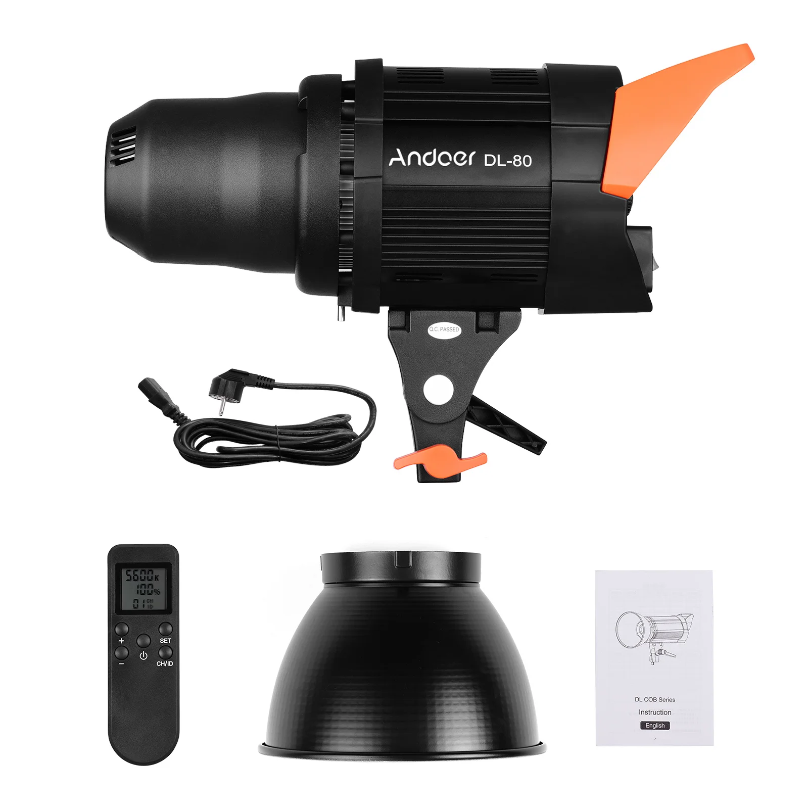 

Andoer DL-80 80W Video Focus Light 5600K Daylight Dimmable COB LED Video Light CRI95+ Bowens Mount with Remote Control for Video
